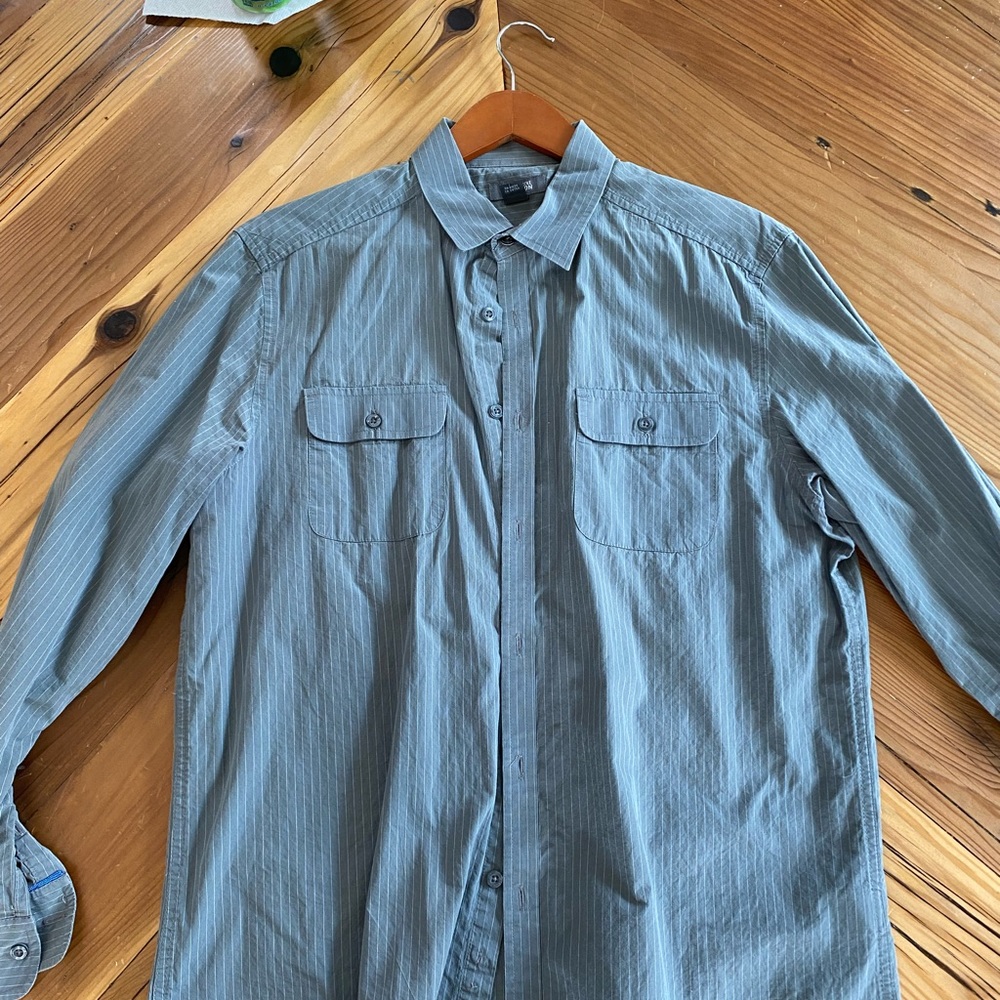 Keneth Cole grey pinstripe button down